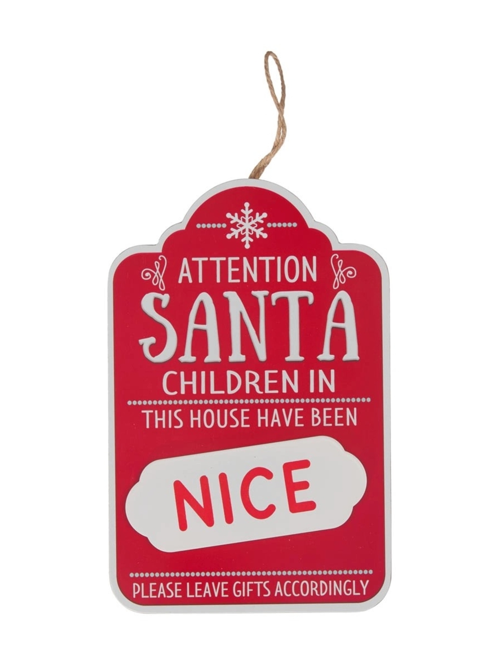 Holiday 'Attention Santa - Naughty' Red Hanging Sign - Picture 4 of 7
